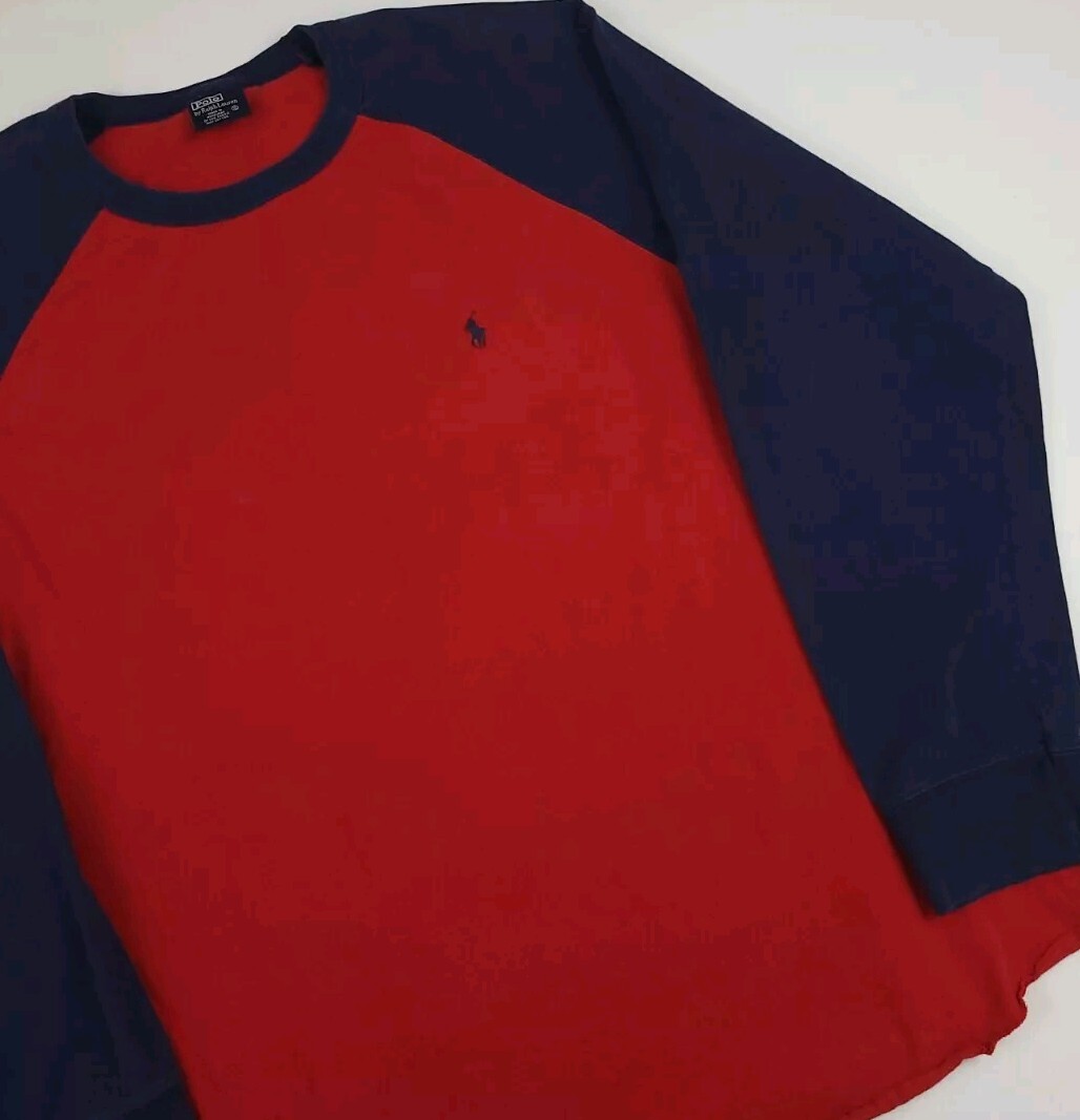 Vintage Polo Ralph Lauren Raglan 2 Tone T Shirt Pony Logo RL Sport USA Vtg 90s gallery