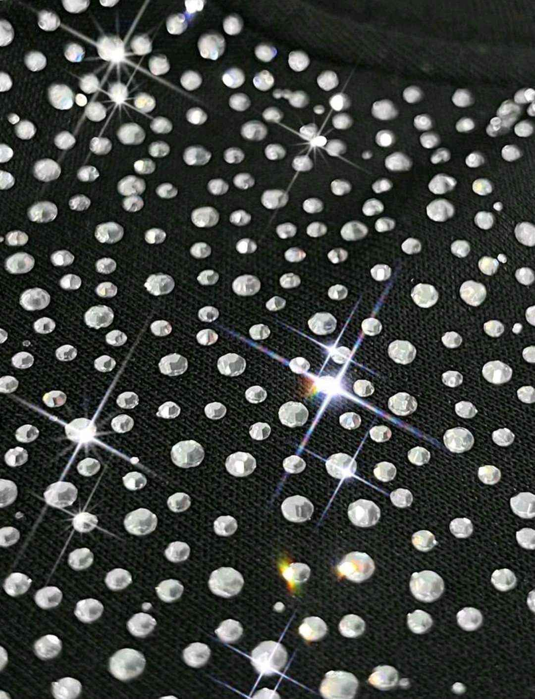 New Men Luxury Diamond Flame Rhinestones Fashion Black T-Shirt High Quality gallery
