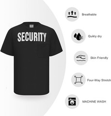 Men’s Security Uniform Shirt Guard Work Event Staff Black Tee Top