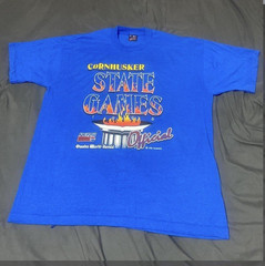 Fruit of the Loom 1990s Cornhusker State Games Omaha Blue Graphic Tee Men’s XL