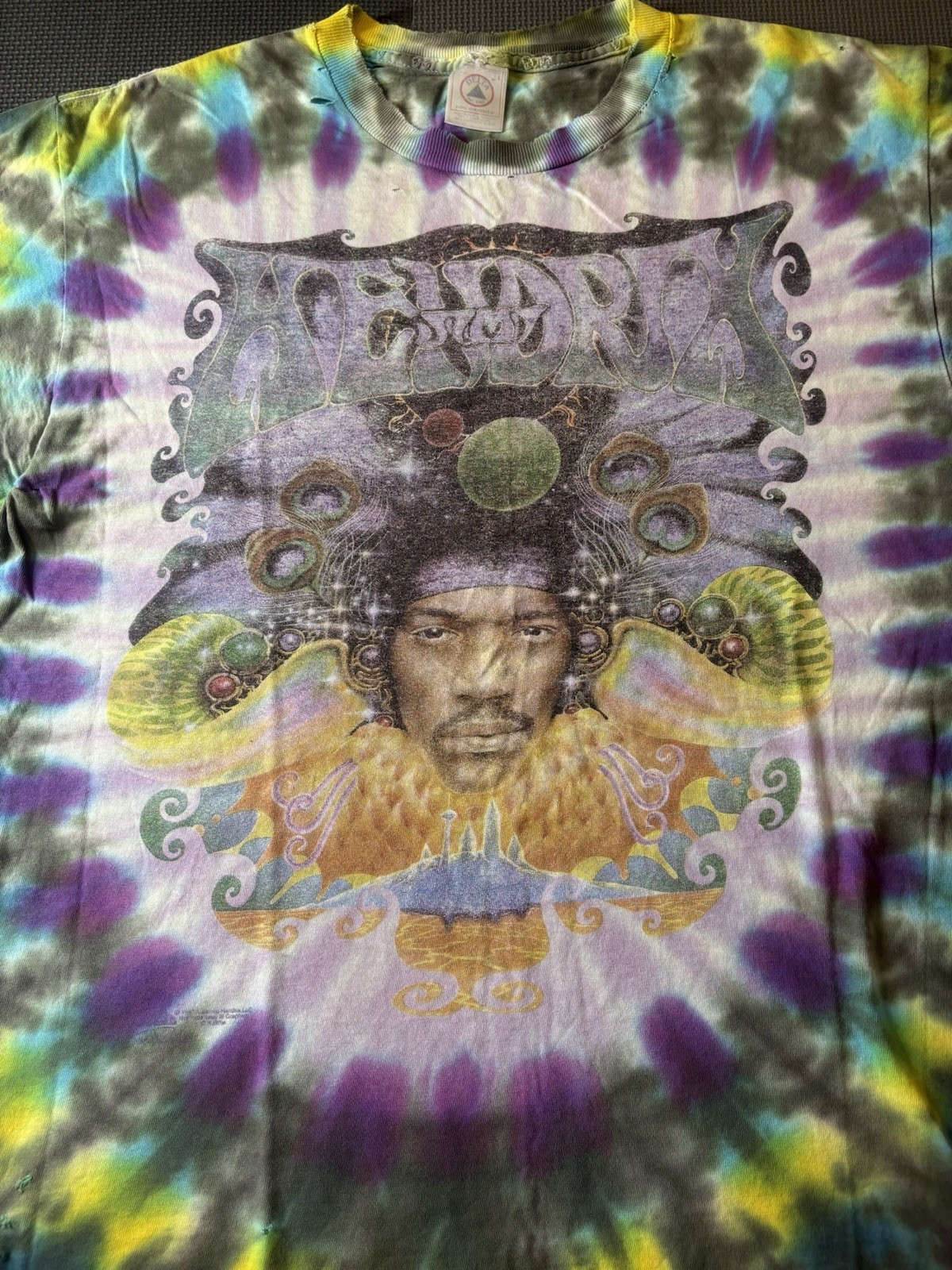 VINTAGE RARE Jimi Hendrix Tie-Dye Double-Sided Graphic Men's T-Shirt Size XL gallery