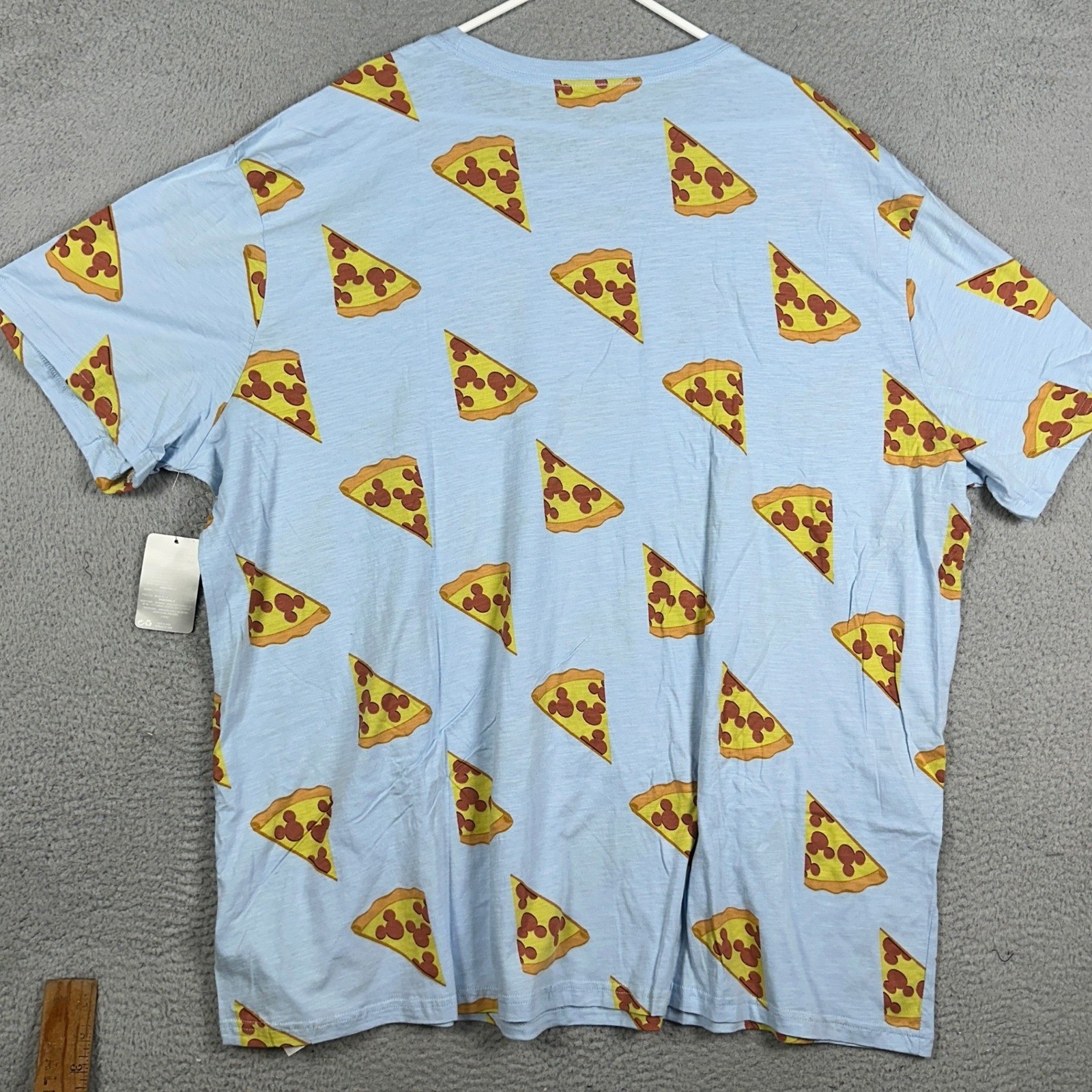 NEW Disney T-Shirt Mens 4XL Blue Mickey Mouse Pizza Slice All Over Print Tee gallery
