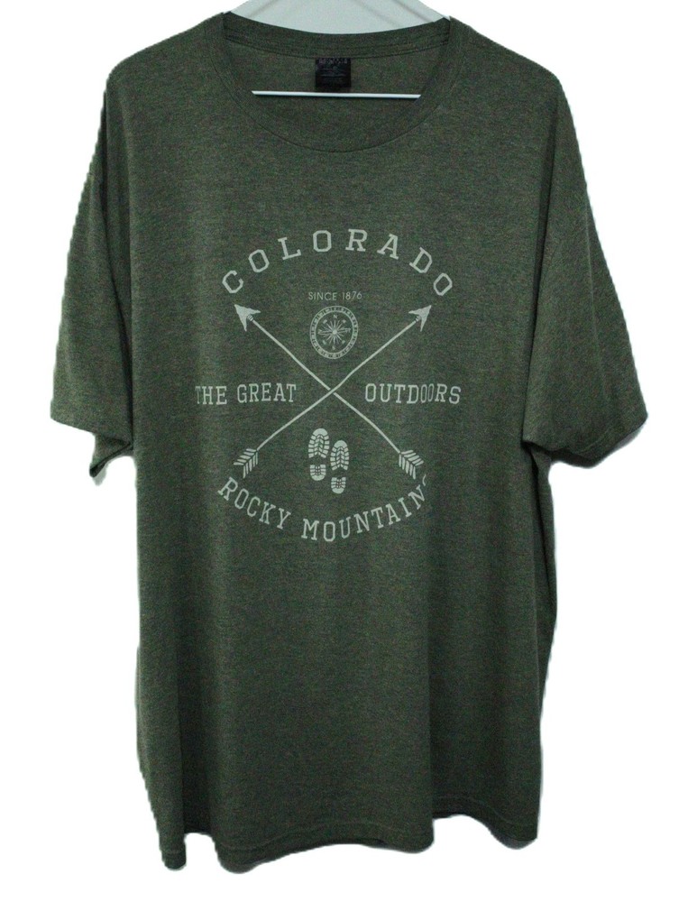 Prairie Mountain Colorado Rocky Mountains Graphic T-Shirt Men’s XXL Green T0402