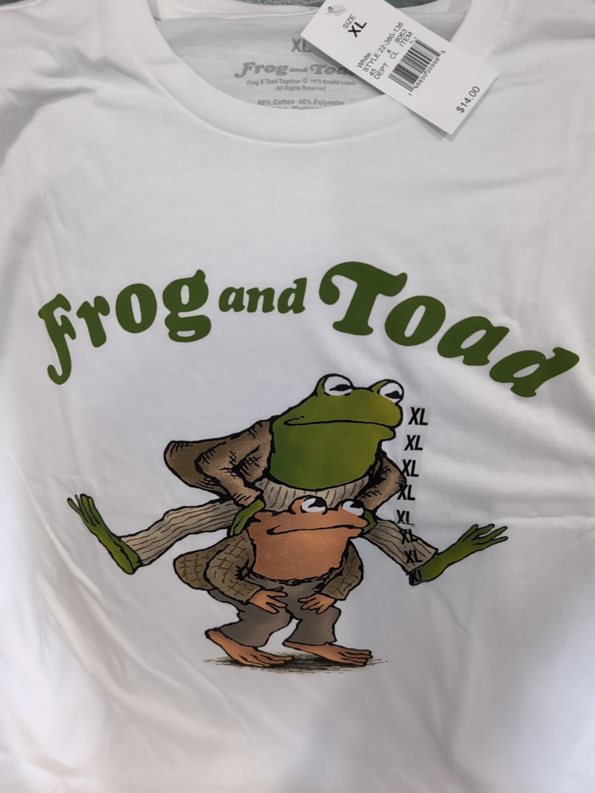 NWT Frog and Toad Grapic White T-Shirt Men's Sz XL & Women's Sz 2X Pit 2 Pit 25" gallery