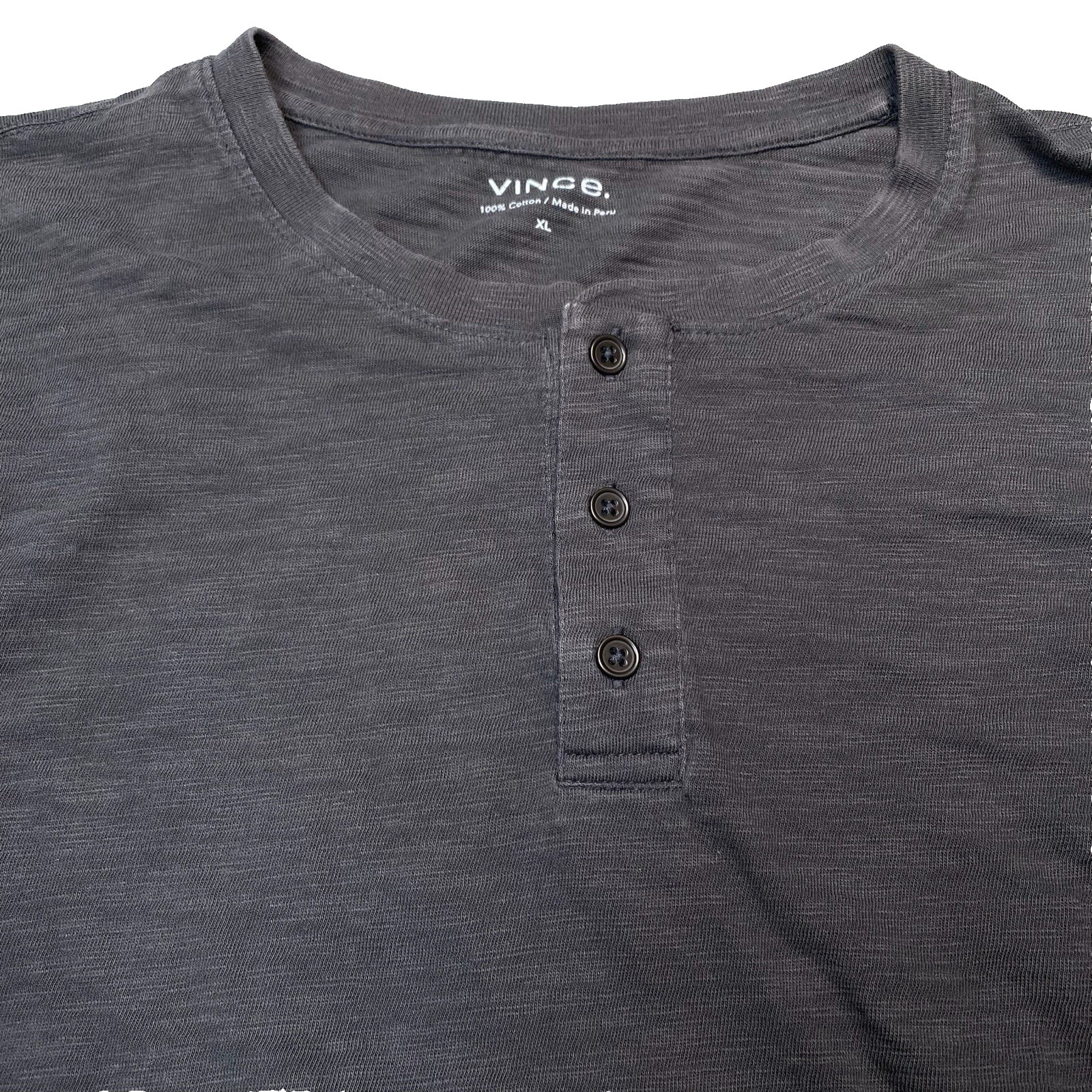 Vince Slub Cotton Henley XL Mens L/S Crew Neck Solid Taupe Minimalist Normcore gallery