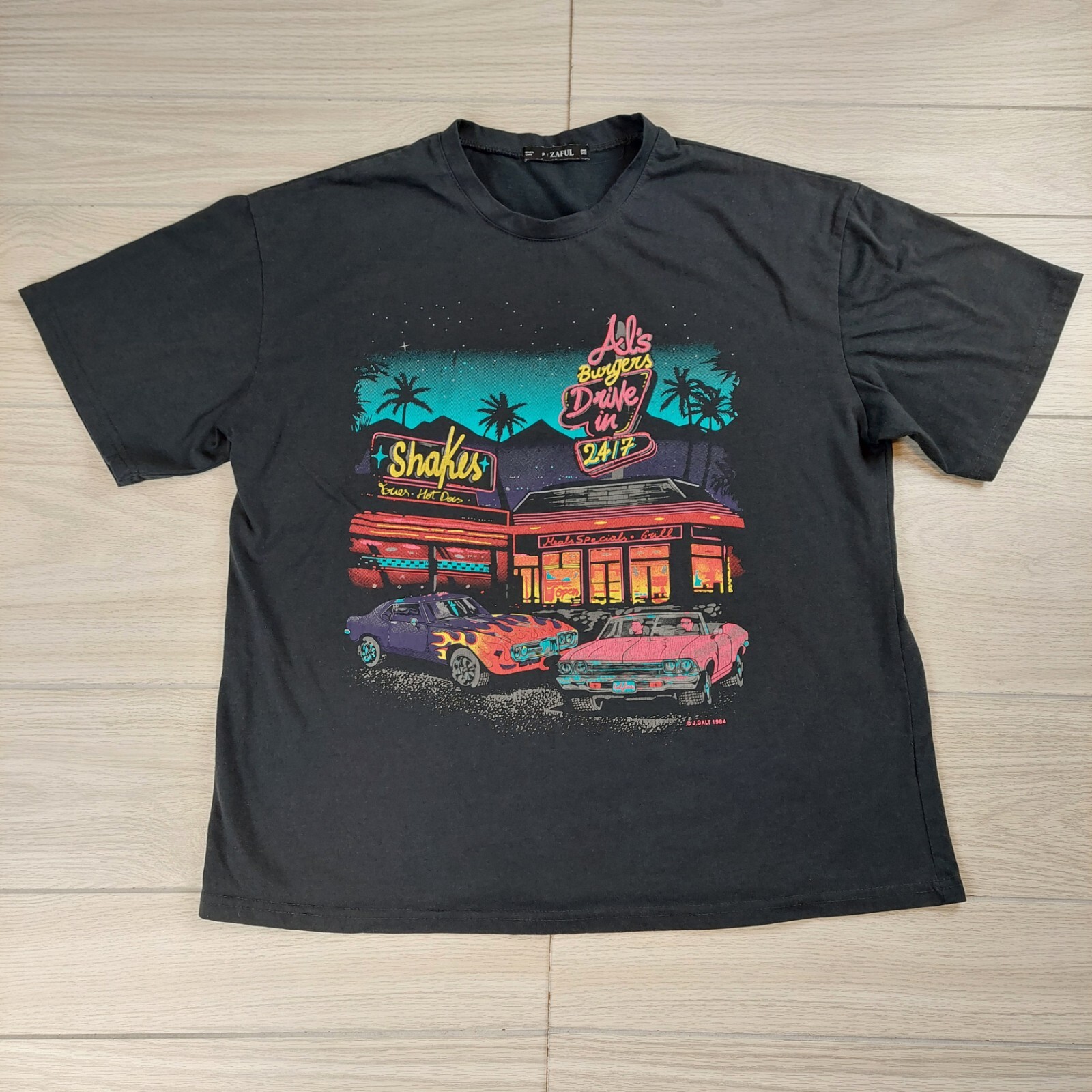 Vintage 1984 Big Al’s Burgers Drive In Classic Car T Shirt Large Black J. Galt gallery