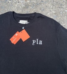 YoungLA Waffle Knit Mens Medium Black T Shirt Embroidered YLA