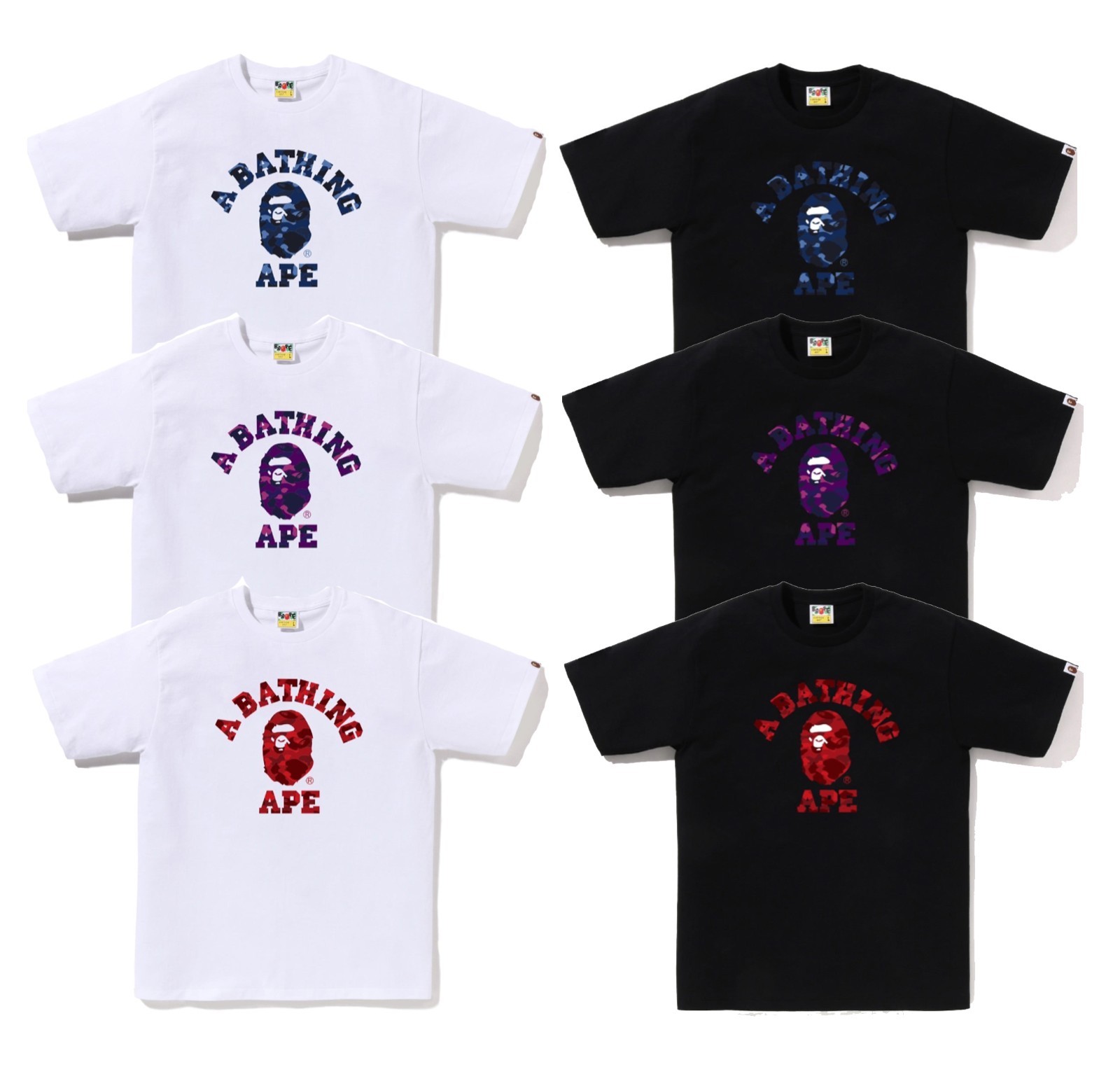 A BATHNIG APE Men's COLOR CAMO COLLEGE TEE 1L80110016 gallery