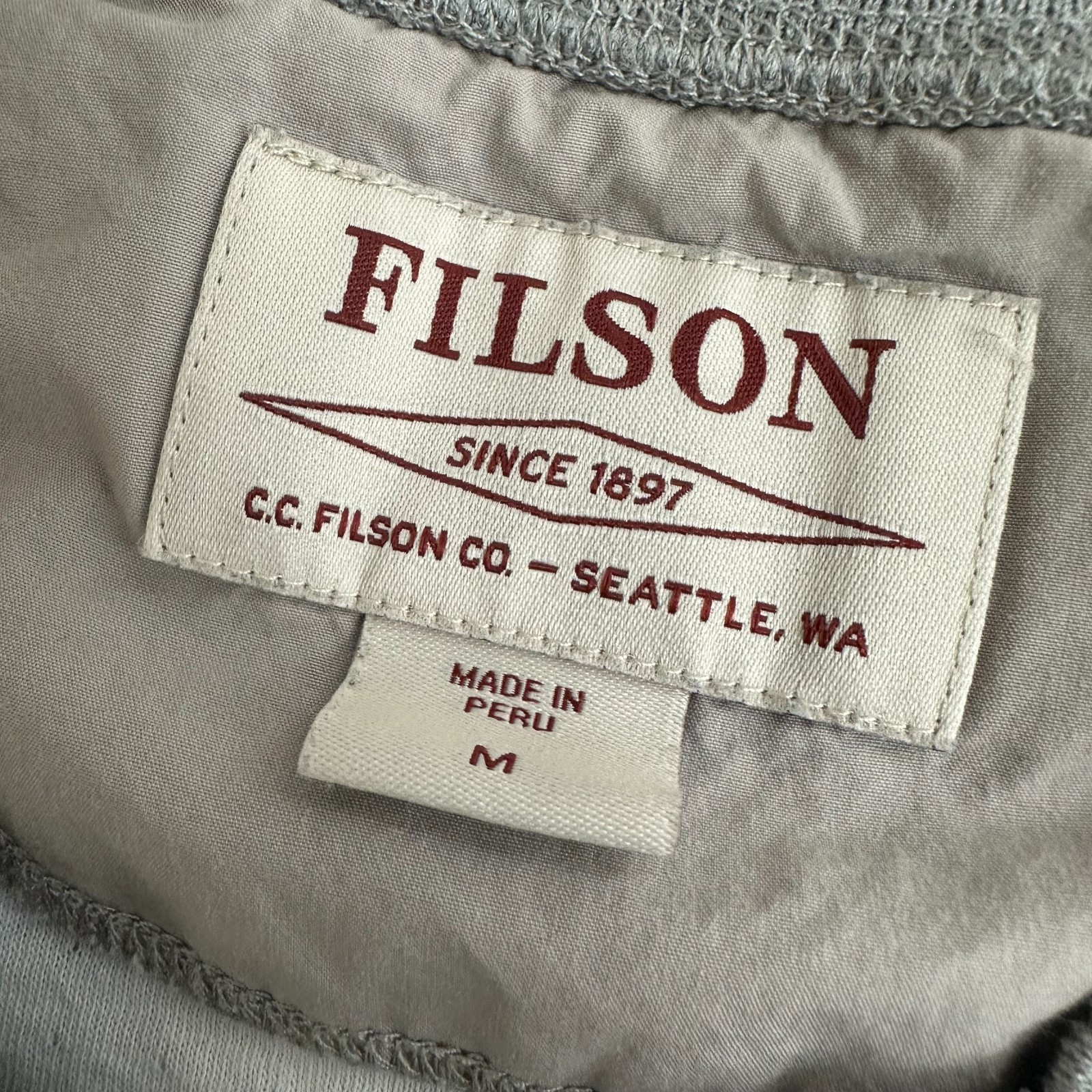 Filson Double Layer Henley Shirt Heather Gray Cotton Long Sleeve Mens Medium gallery