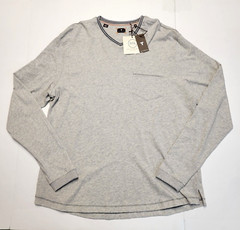 $125 New LEFT COAST TEE V-Neck Shirt L/S Cotton Men’s XL X-LARGE Gray Pocket