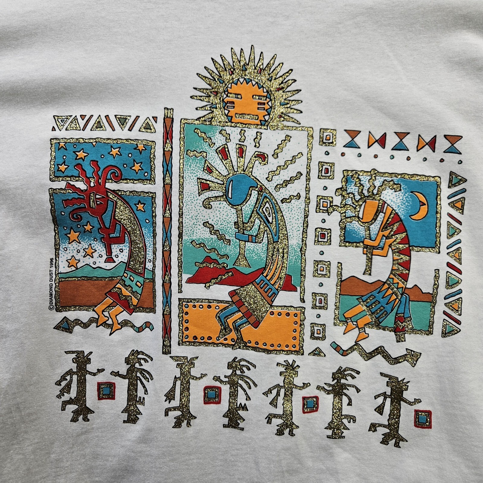 Diamond Dust T Shirt Vintage 1996 Kokopelli Southwestern Glitter Bling Men XL gallery