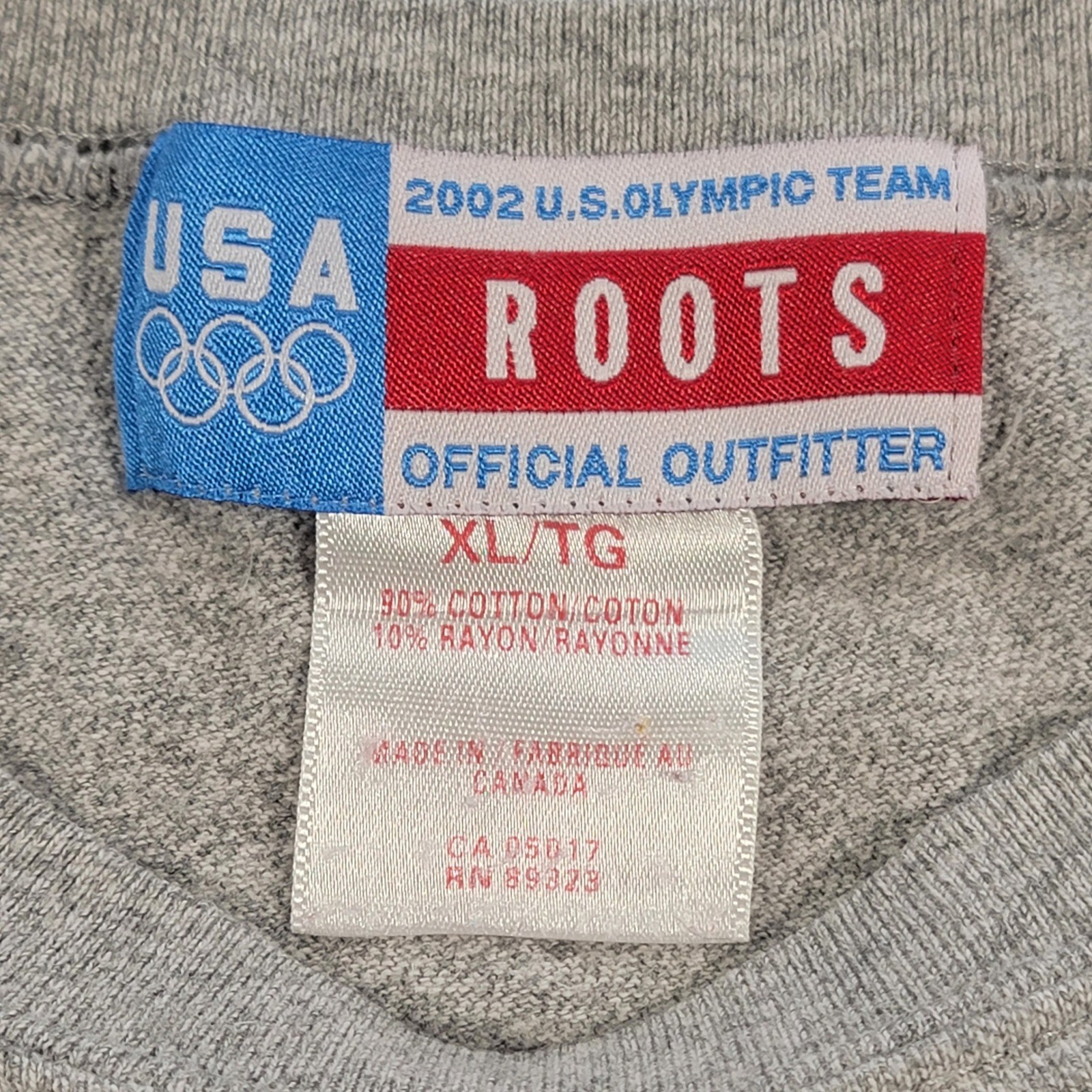Vintage Roots USA Olympic Team 2002 T Shirt Gray Logo Graphic Cut Sleeve Mens XL gallery