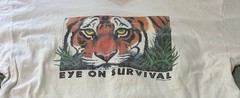 Vintage 1993 Eye-On-Survival Tiger Face T-Shirt 2XL 25” x 26” Human-I-Tees Hanes
