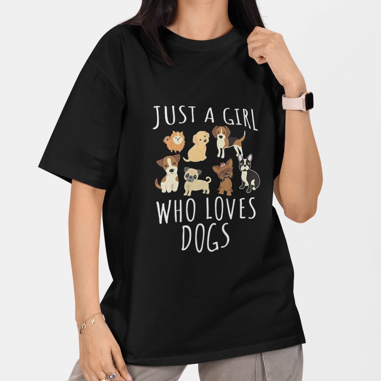 Just A Girl Who Loves Dogs T Shirt Funny Dog Lover Cute Puppy Tee Women gallery