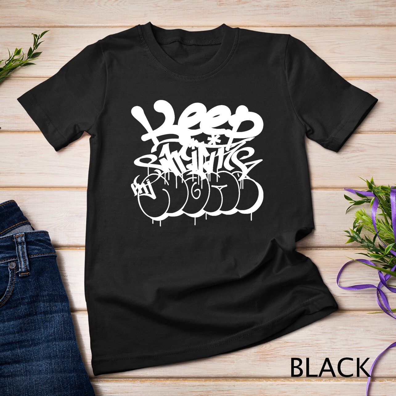 Keep writing my name white graffiti tag Unisex T-shirt gallery