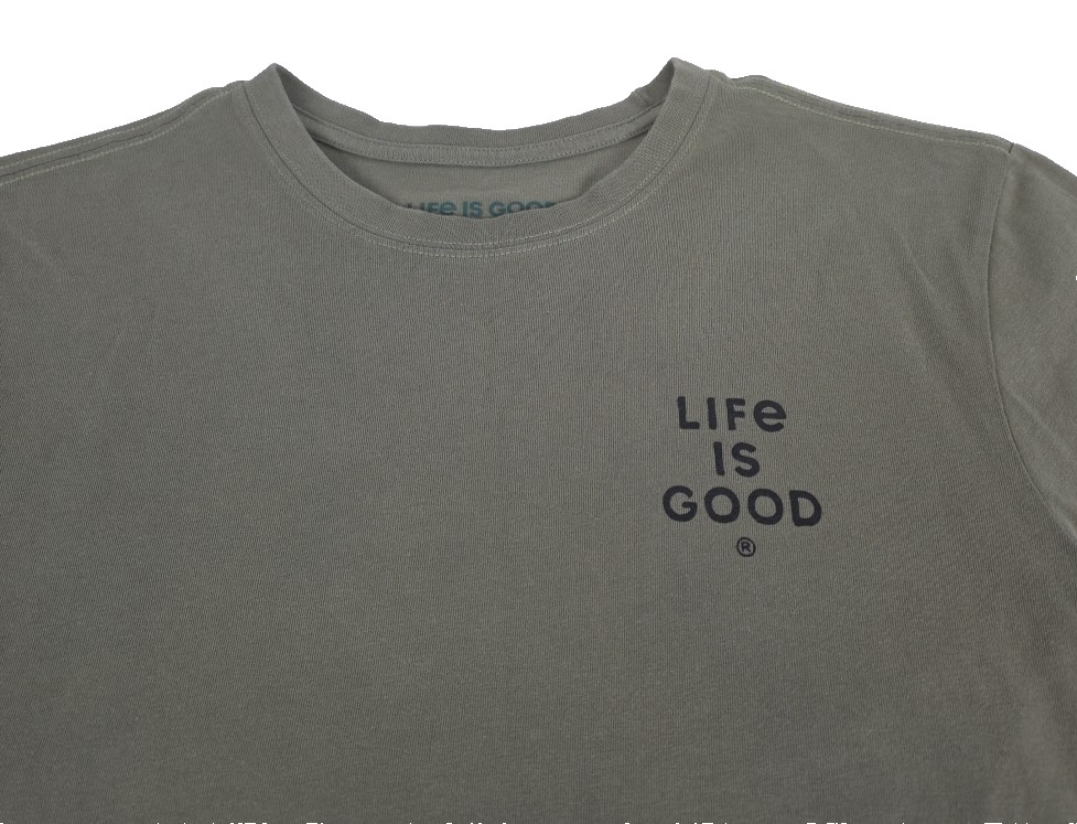 Life is Good Olive S/S Mens Crusher Tee Sz Medium Fun Novelty Friends Cats gallery