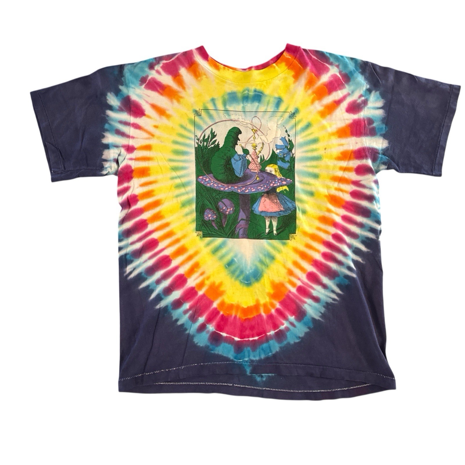 Vintage Alice In Wonderland 1986 Tie Dye T-shirt Single Stitch Peace Sz Large gallery