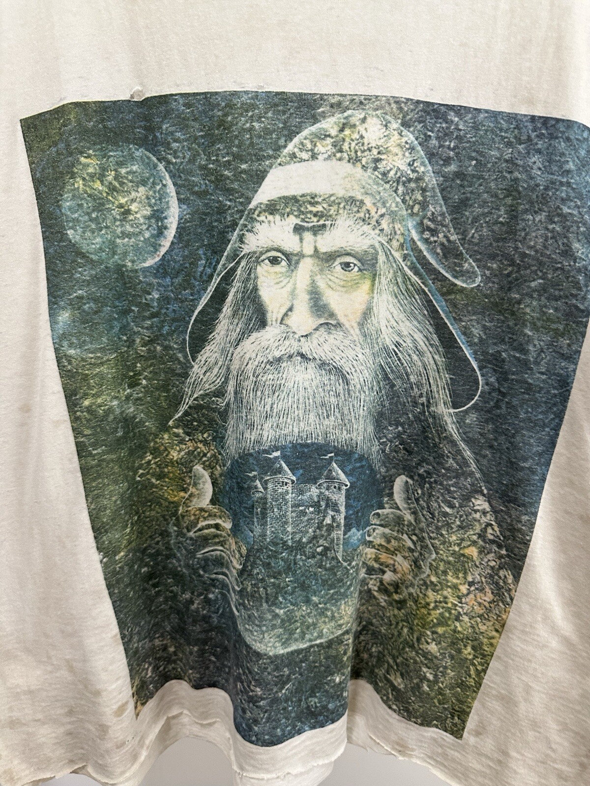 VTG Wizard Gandalf Renaissance Festival Paper Thin Burnout Worn Boxy T-Shirt XL gallery