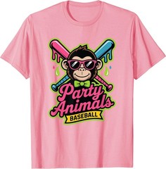 Party Animals Baseball Funny Monkey Vibrant Slime T-Shirt