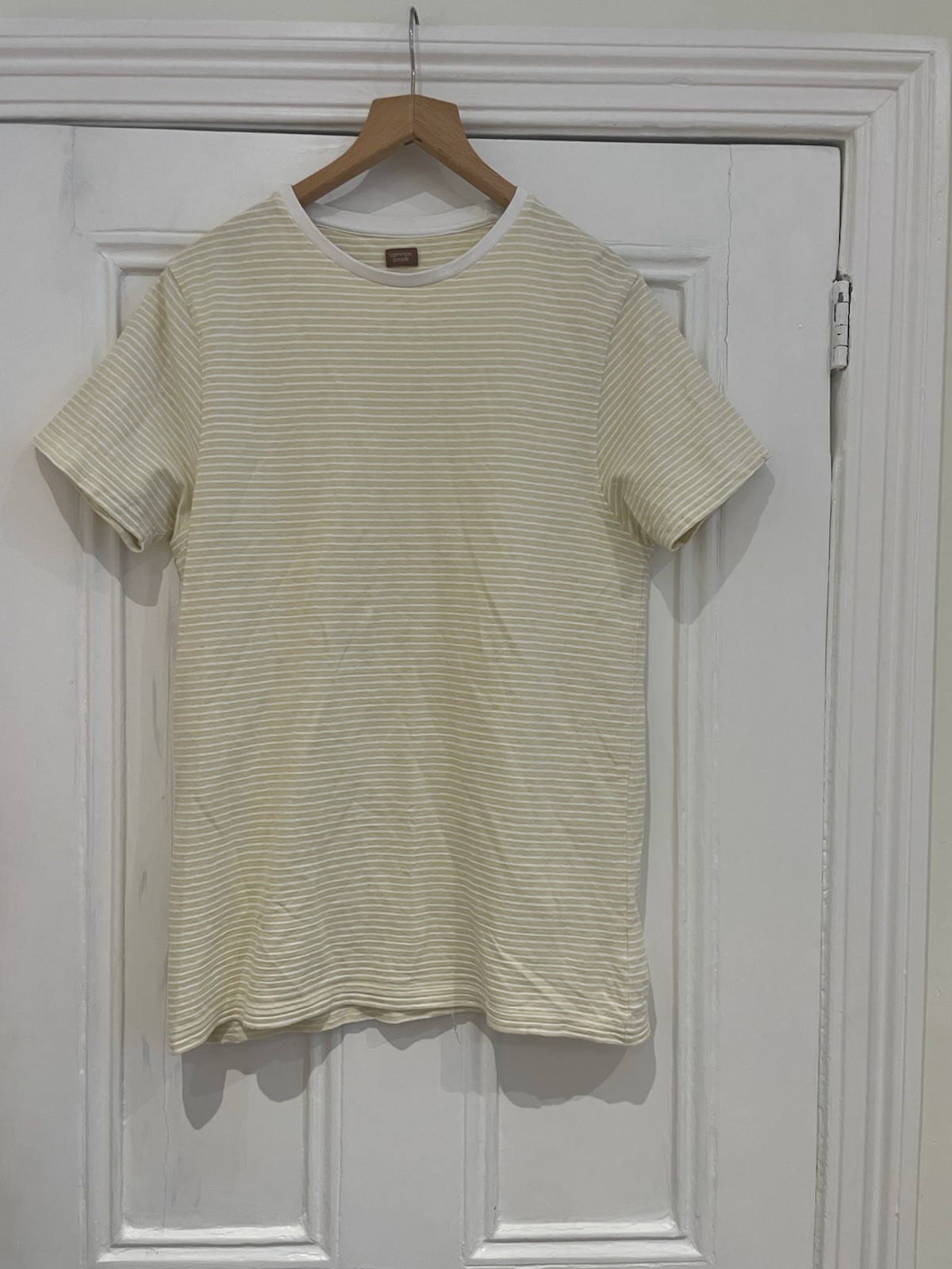 Common People Yellow White Stripe T-Shirt / Tee - Size M - Textured gallery
