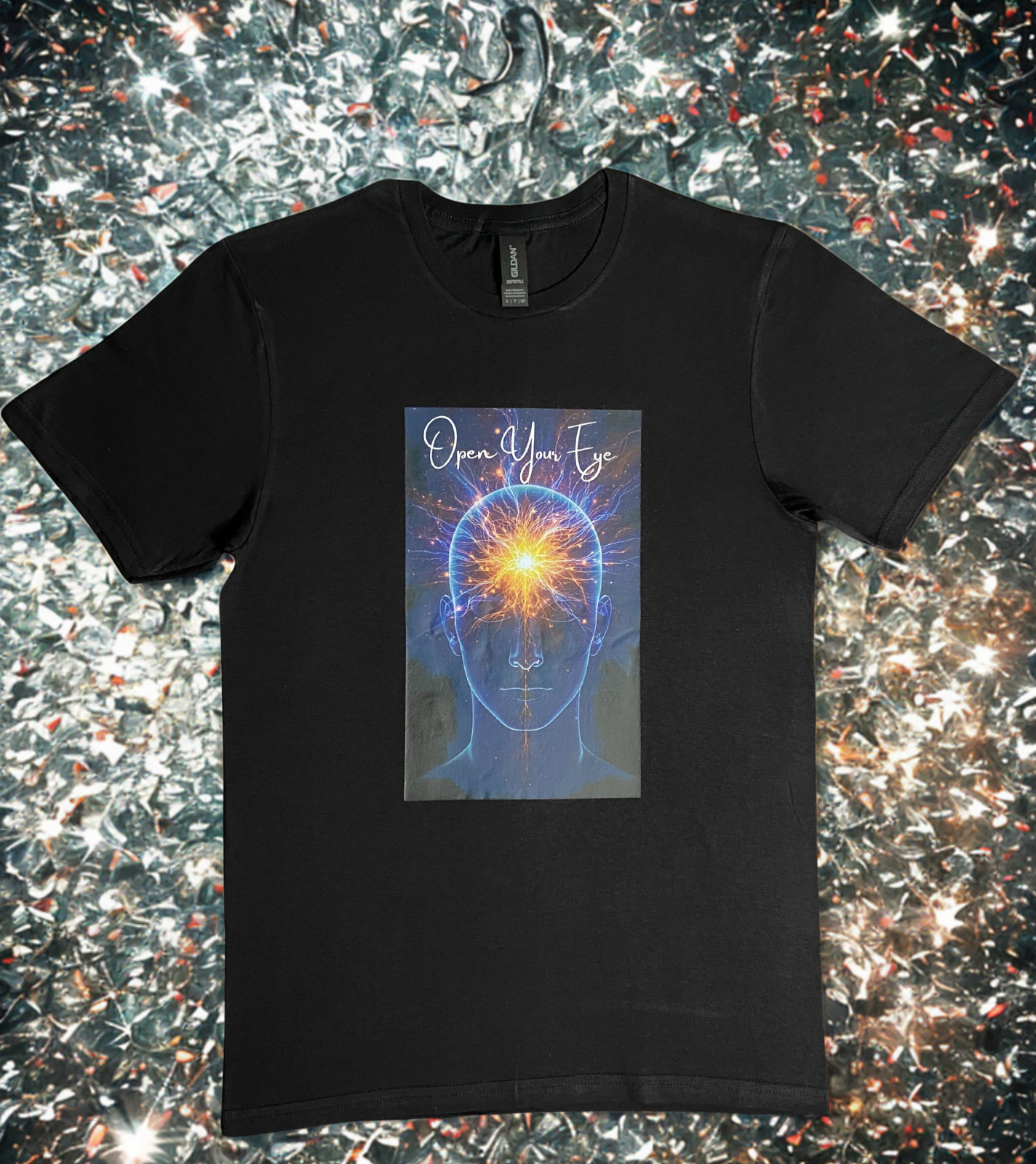 DTF Custom Made - OPEN YOUR EYE Short Sleeve T-Shirt - Black & White SML gallery