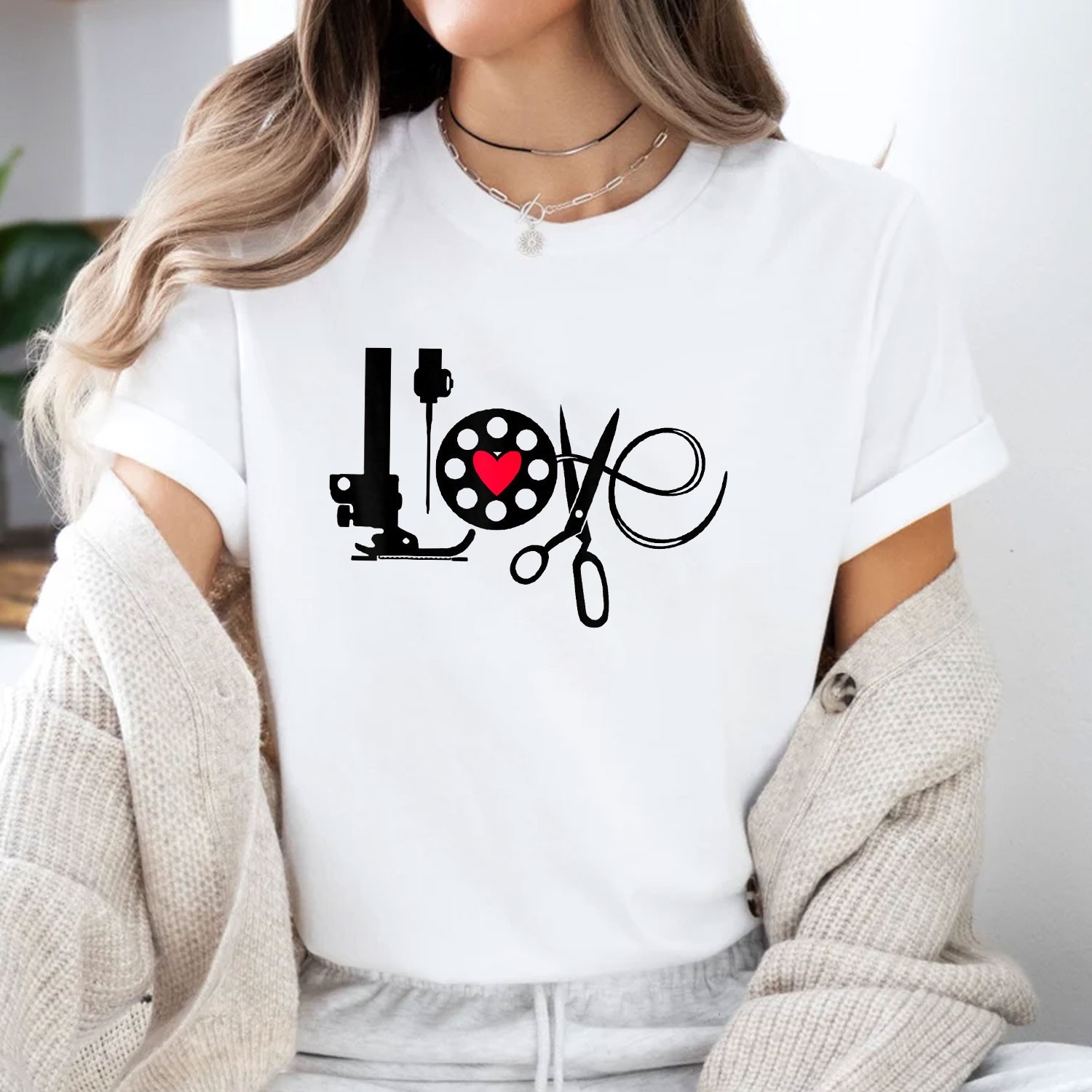 Quilting Sewing Heart Love Shirt, Quilter Sewing Lover T-Shirt Tee