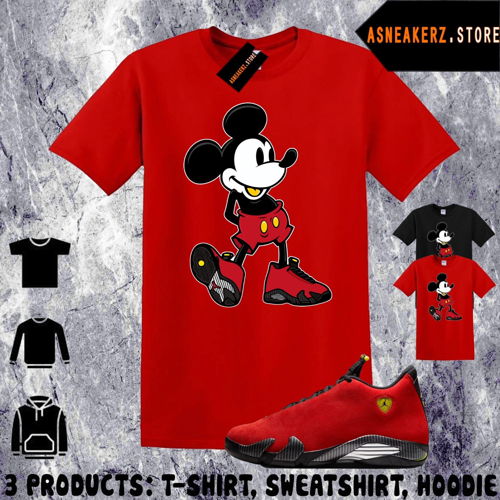 Tee Shirt Matching AJ 14 Ferrari 2025 Match Sneaker Sneakerhead M Mouse T-Shirt gallery