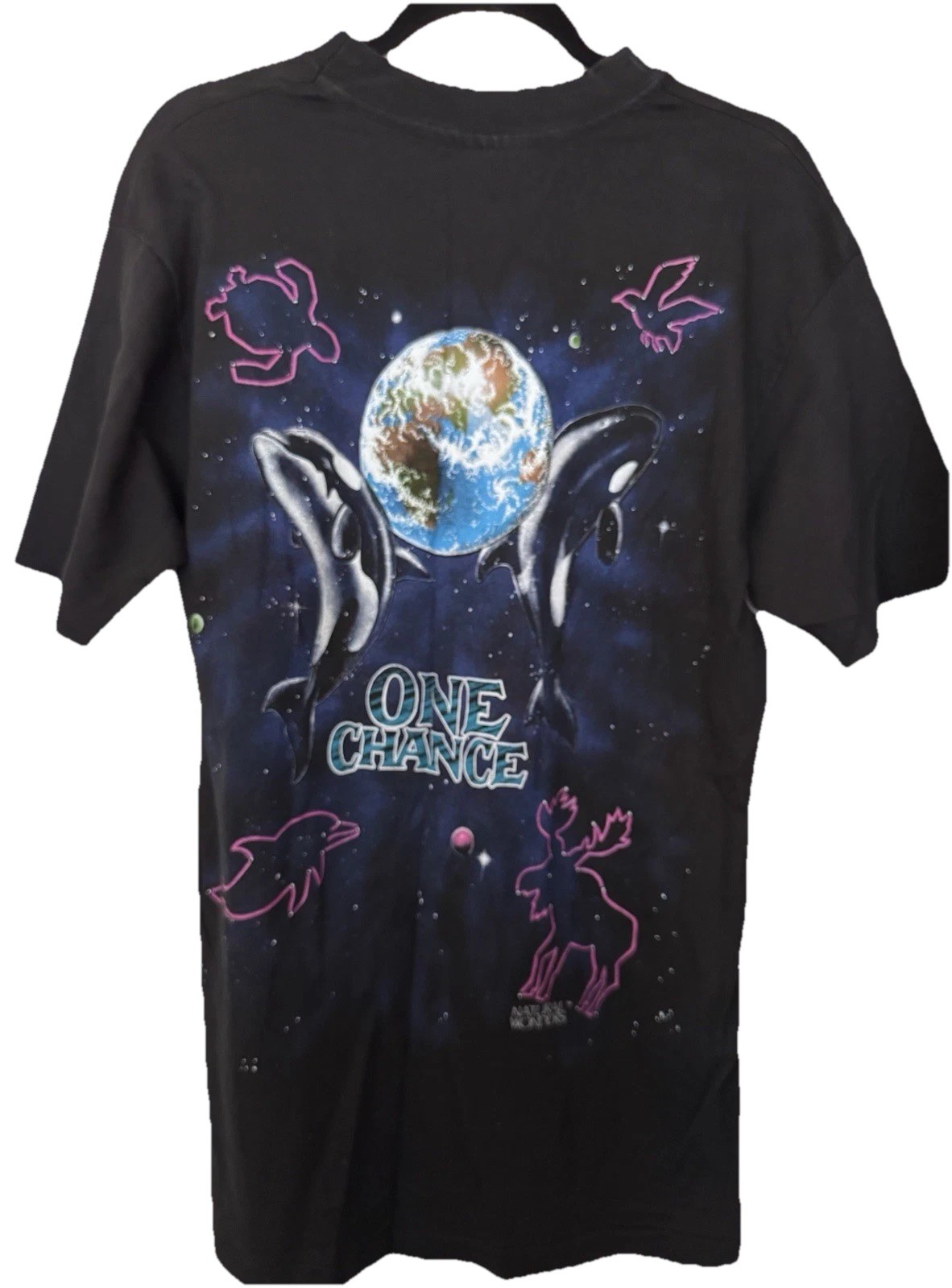 Vintage Hanes Beefy-T L Double-Sided Earth Whale Dolphin Graphic Tee gallery