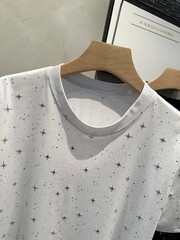 Sparkly Star Sequin Men’s Short Sleeve T-Shirt Casual Cotton Blend Crew Neck Tee