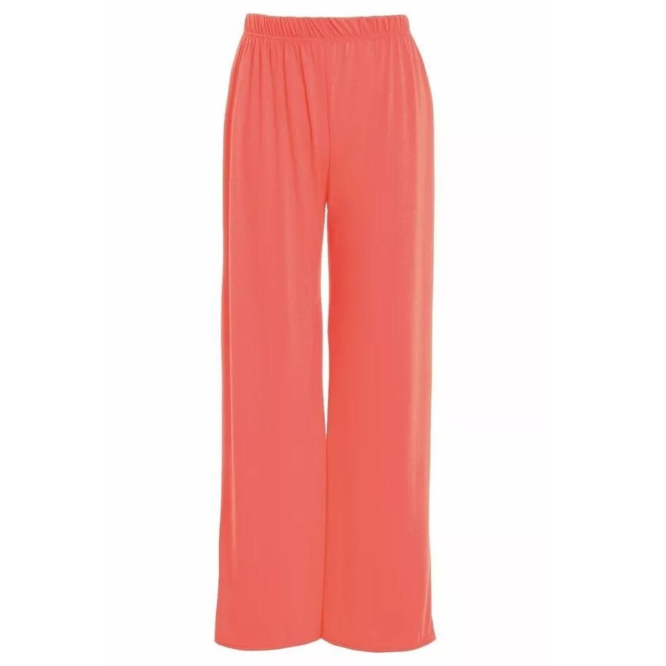 Ladies Palazzo Wide Leg Flared Elasticated Stretch Plain Trousers Womens Wide gallery