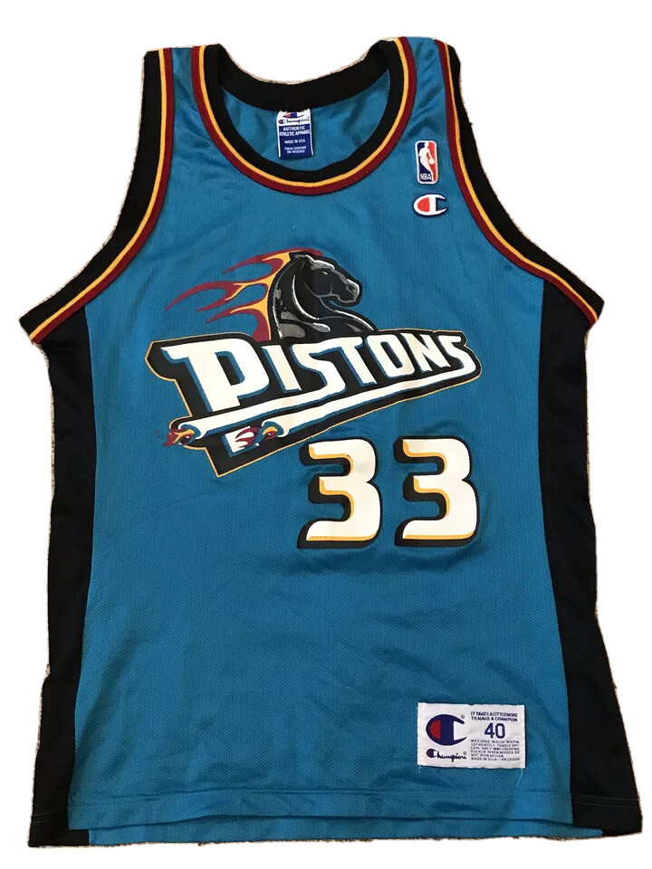 🔥NBA JERSEY DETROIT PISTONS GRANT HILL CHAMPION Jersey 40 Duke Blue Devils 🏀