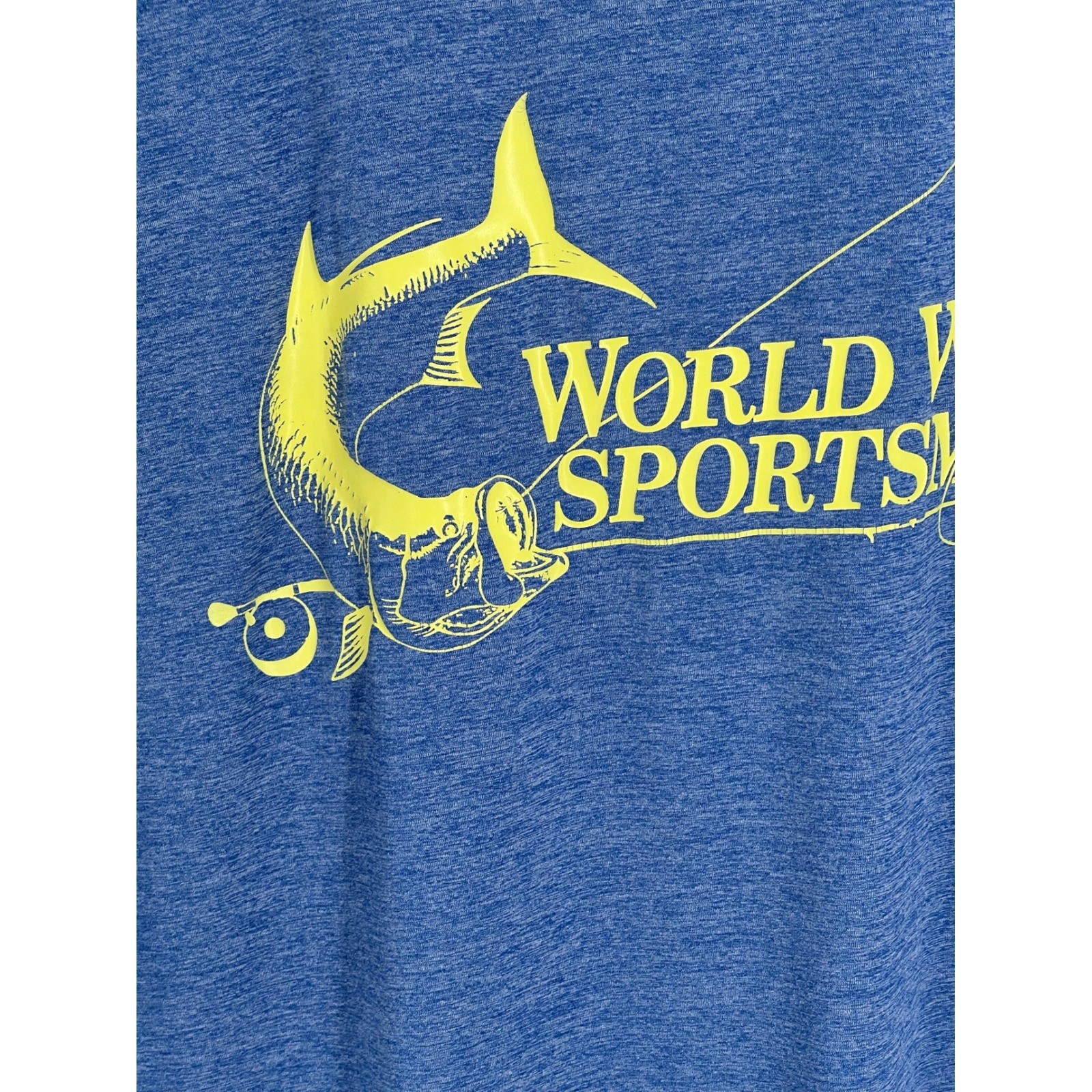 World Wide Sportsman Mens XL Blue Heathered Fishing Graphic T-Shirt Short Sleeve gallery