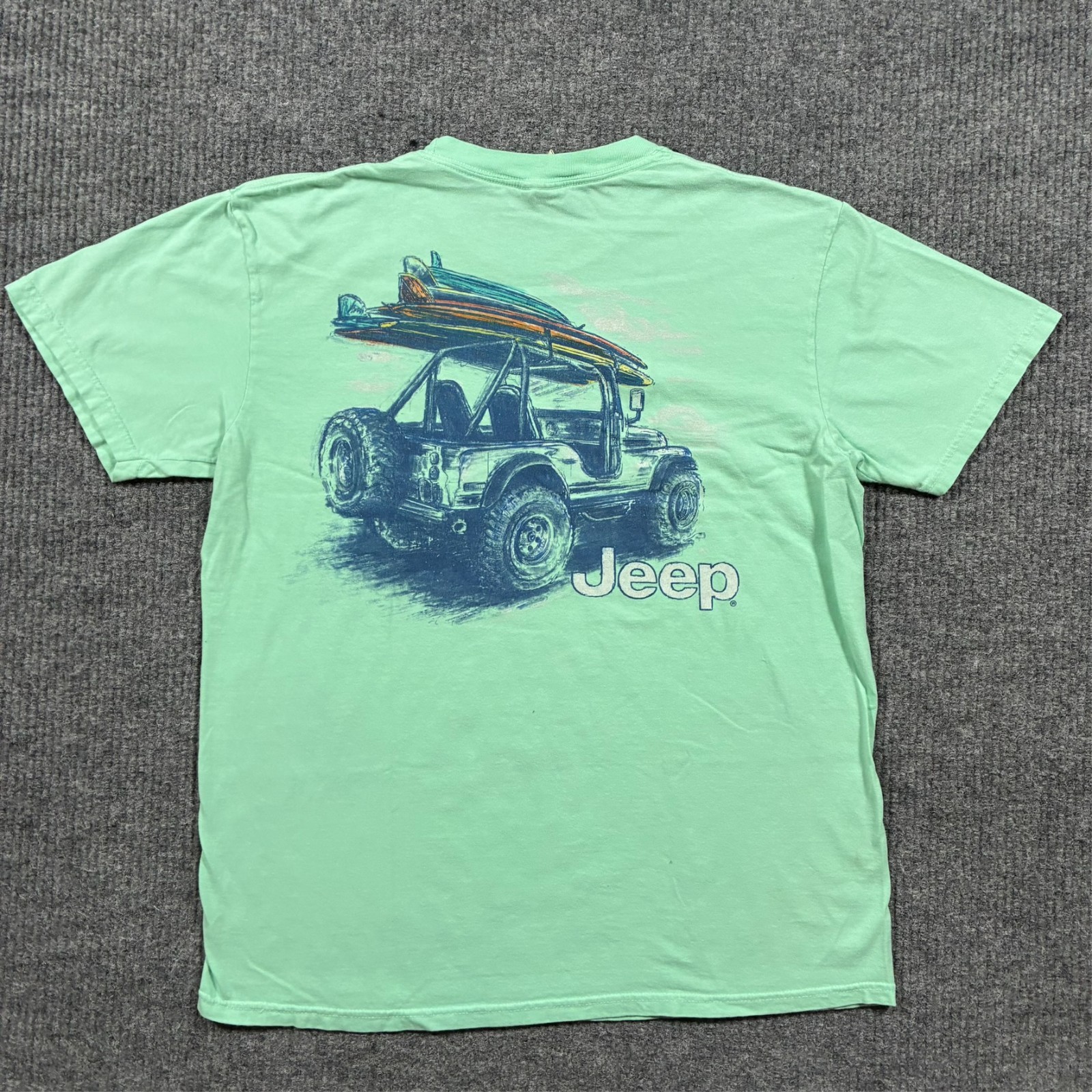 Comfort Colors Jeep Graphic Tee Mens Size L Mint Green Cotton Short Sleeve gallery