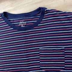 J.Crew Pocket Tee Mens Large Striped Cotton Classic Navy Blue White Red Heritage