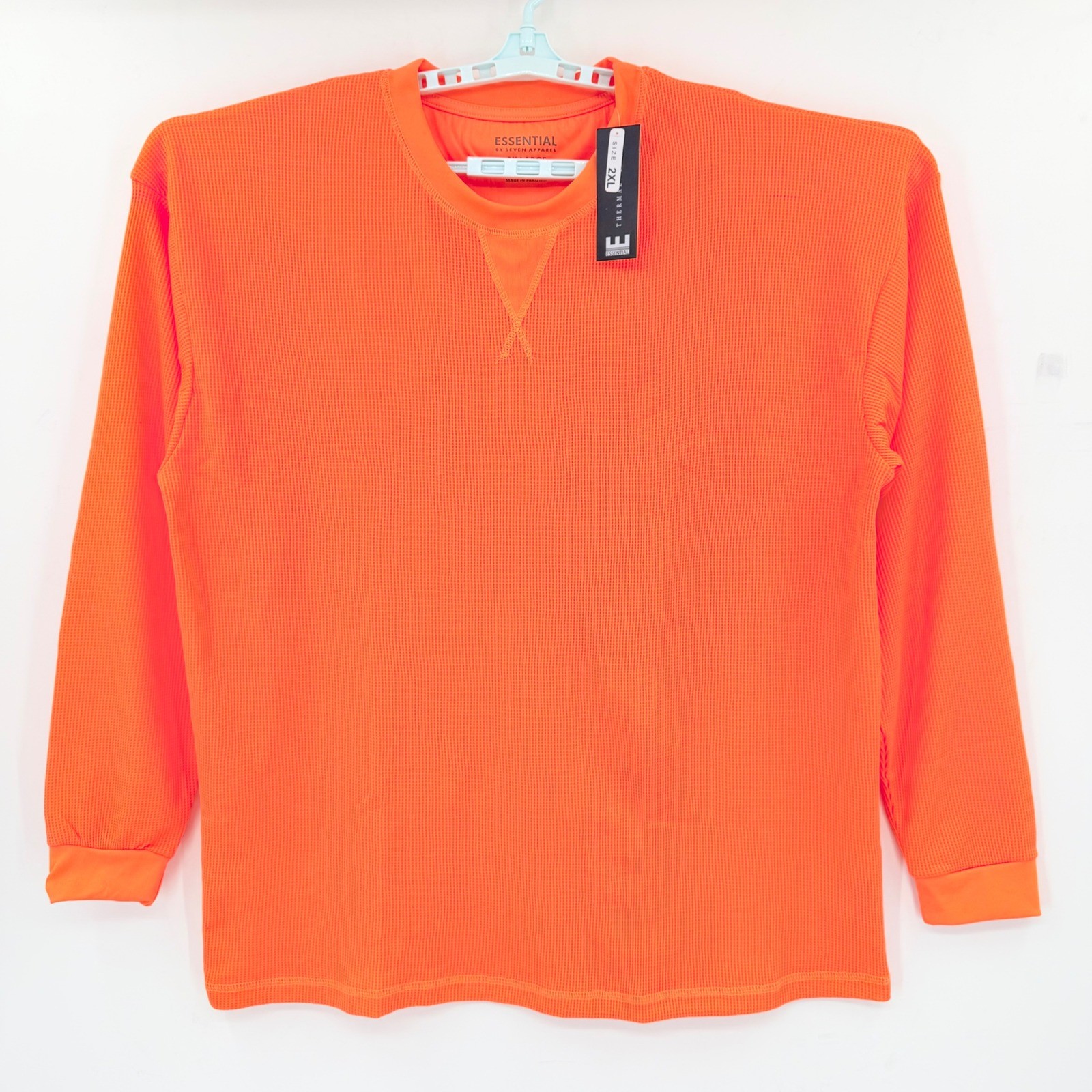 Essential by Seven Apparel Men's Orange Waffle Knit Thermal Shirt Size 2XL NWT gallery