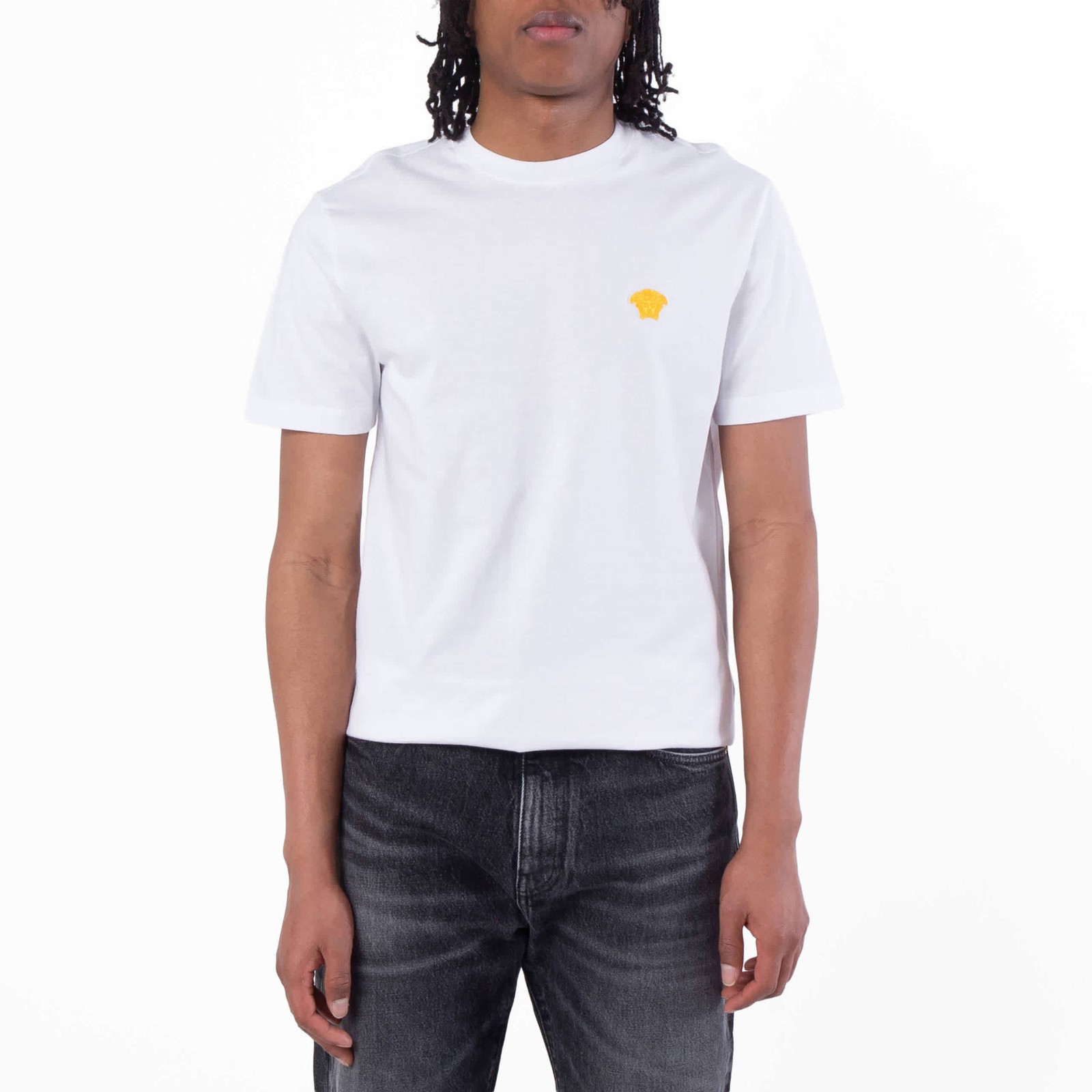 Versace Medusa Embroidered Cotton T Shirt, Size Large gallery