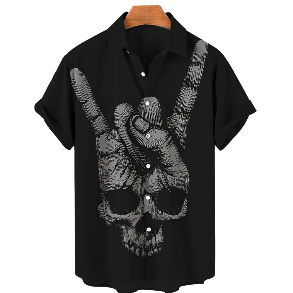 Men's Hawaiian Shirt Loose Top 3d Skull Print Shirts For Men Fashion Shirt New gallery