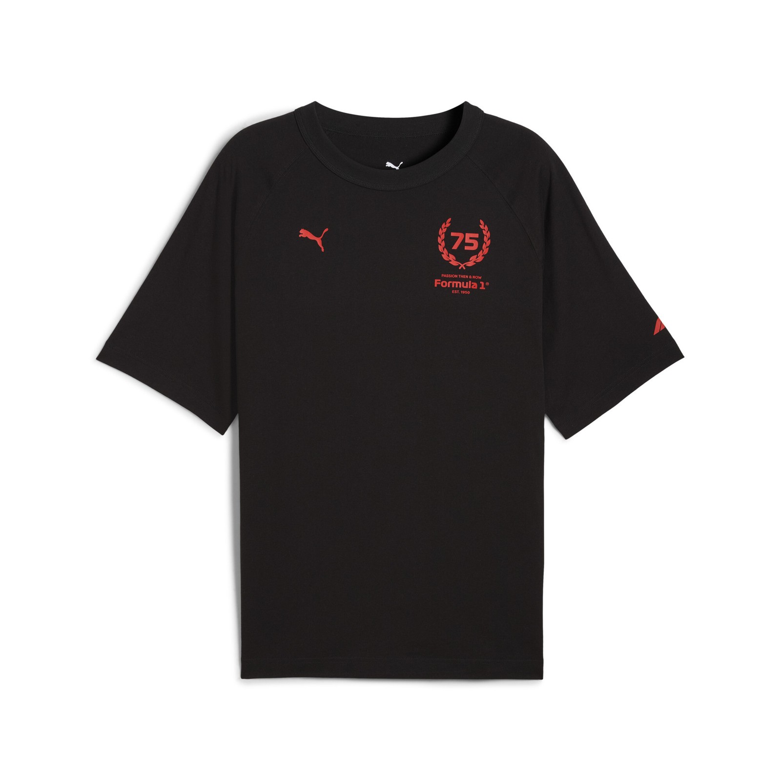 PUMA Formula 1 75 Years Relaxed Crew Neck Short Sleeve T-Shirt Mens Black Casual gallery