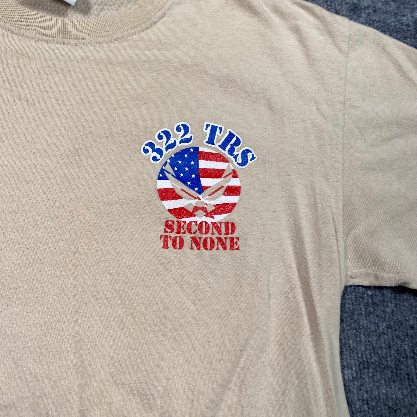 322 TRS Second To None Air Force Graphic Tee Tan Mens M Military Shirt gallery