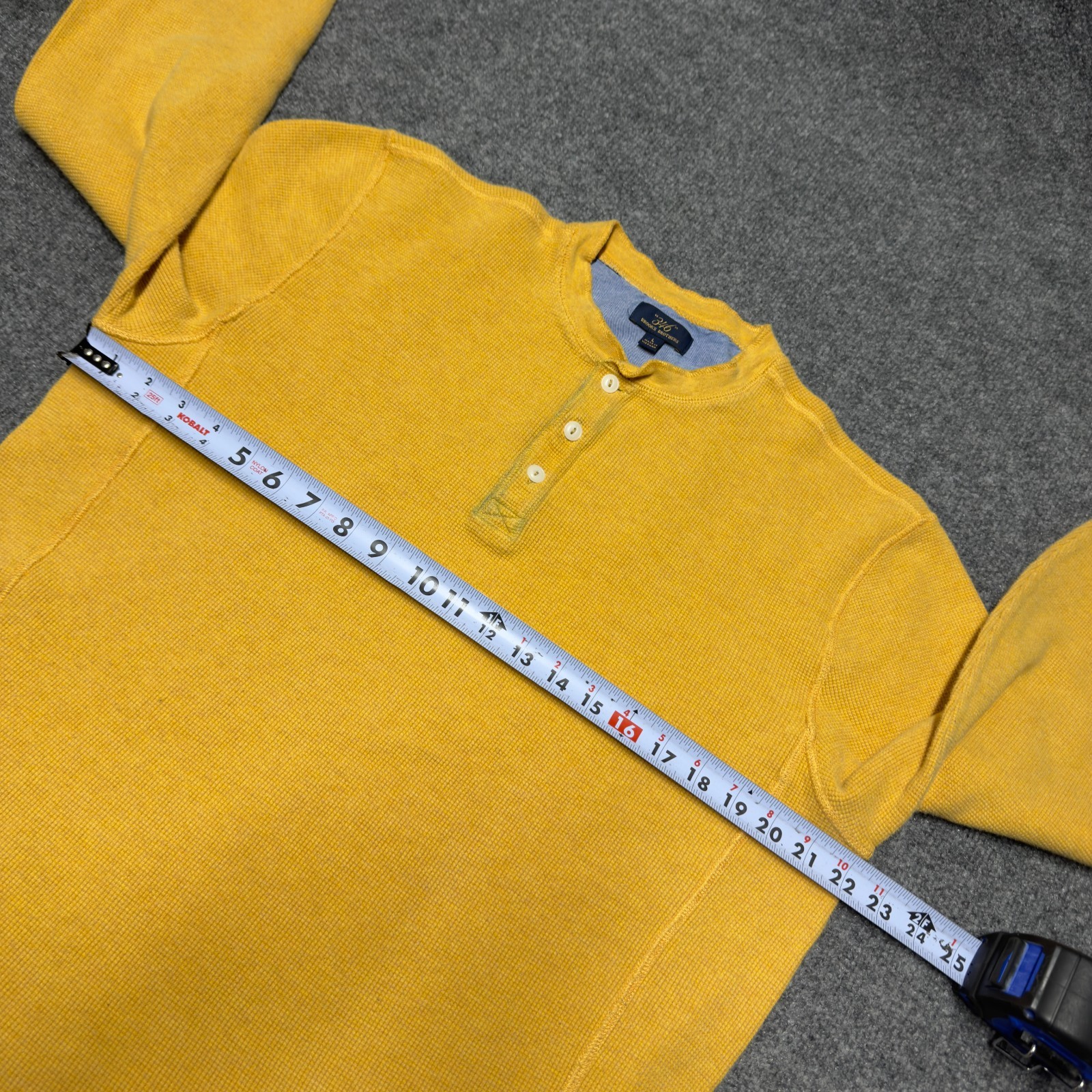 Brooks Brothers Henley Shirt Men Large Yellow Long Sleeve Waffle Knit Pullover gallery