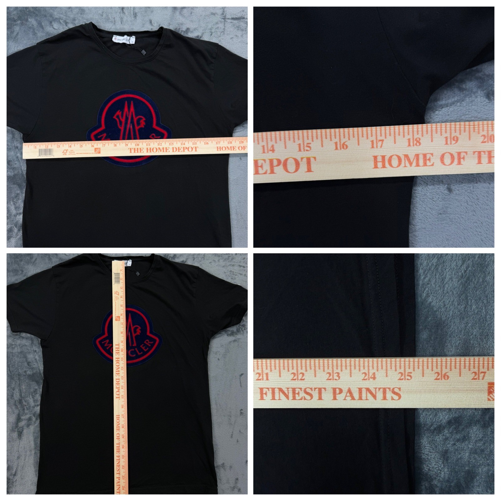 Moncler Mens Large Logo Patch T-Shirt Black Short Sleeve Crewneck Tee Size S gallery
