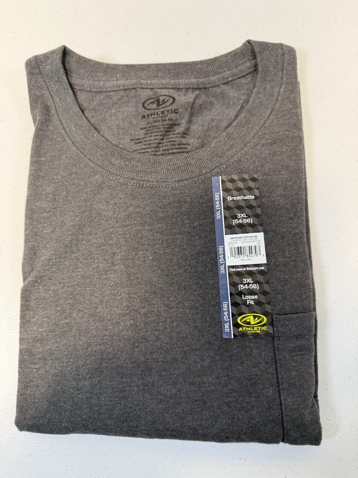 Men’s Shirts, (New w/tags), Athletic Works, S/S Crew Neck Pocket Tee 3XL (54-56)