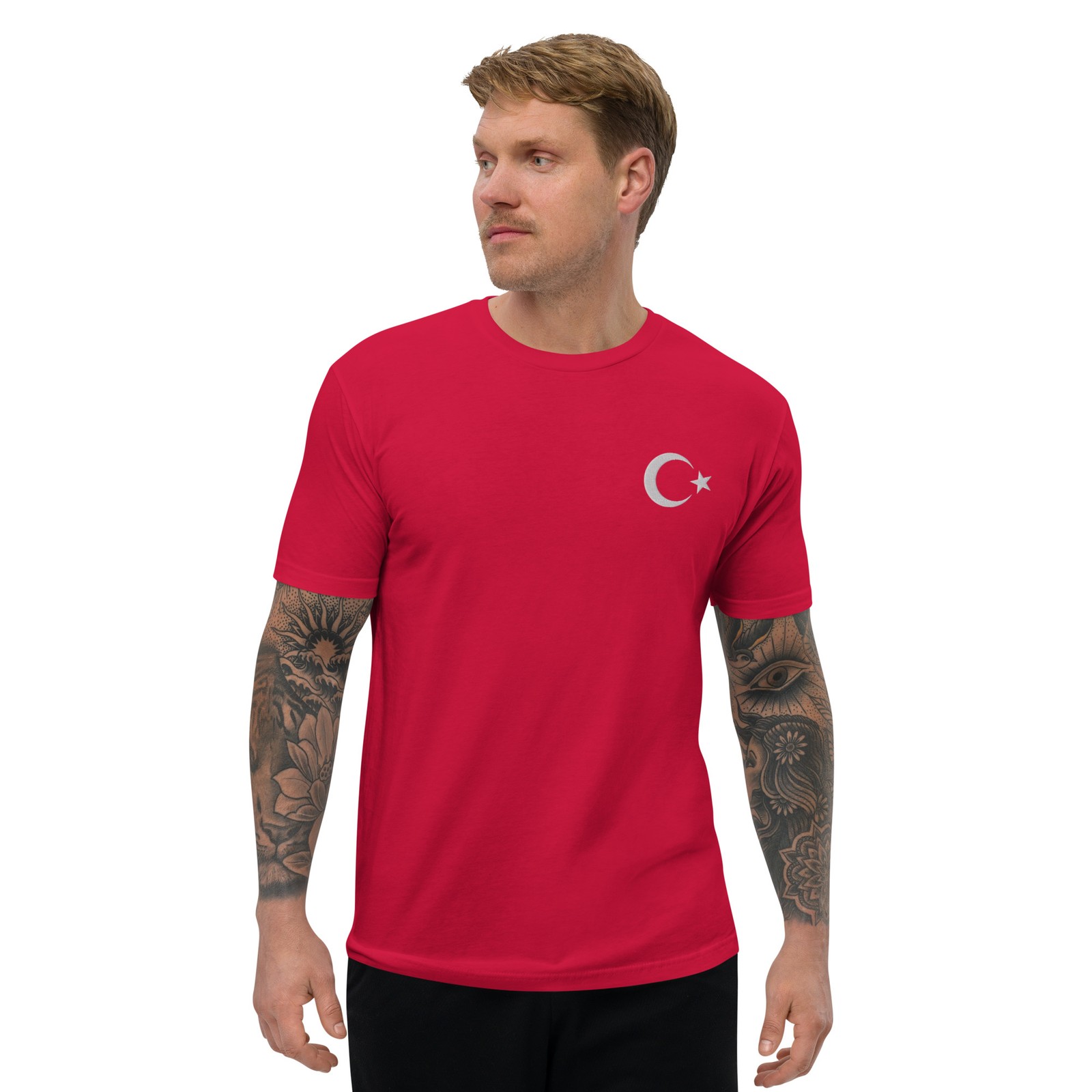 Embroidered Turkish Flag Short Sleeve T-shirt Turkiye World Cup Ready gallery