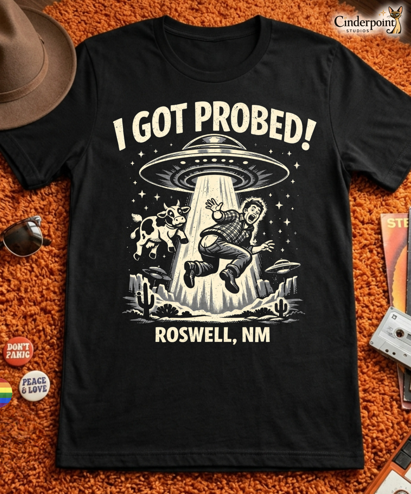 I Got Probed Roswell NM T-Shirt Funny Alien Abduction UFO Retro Sci-Fi Humor Tee gallery