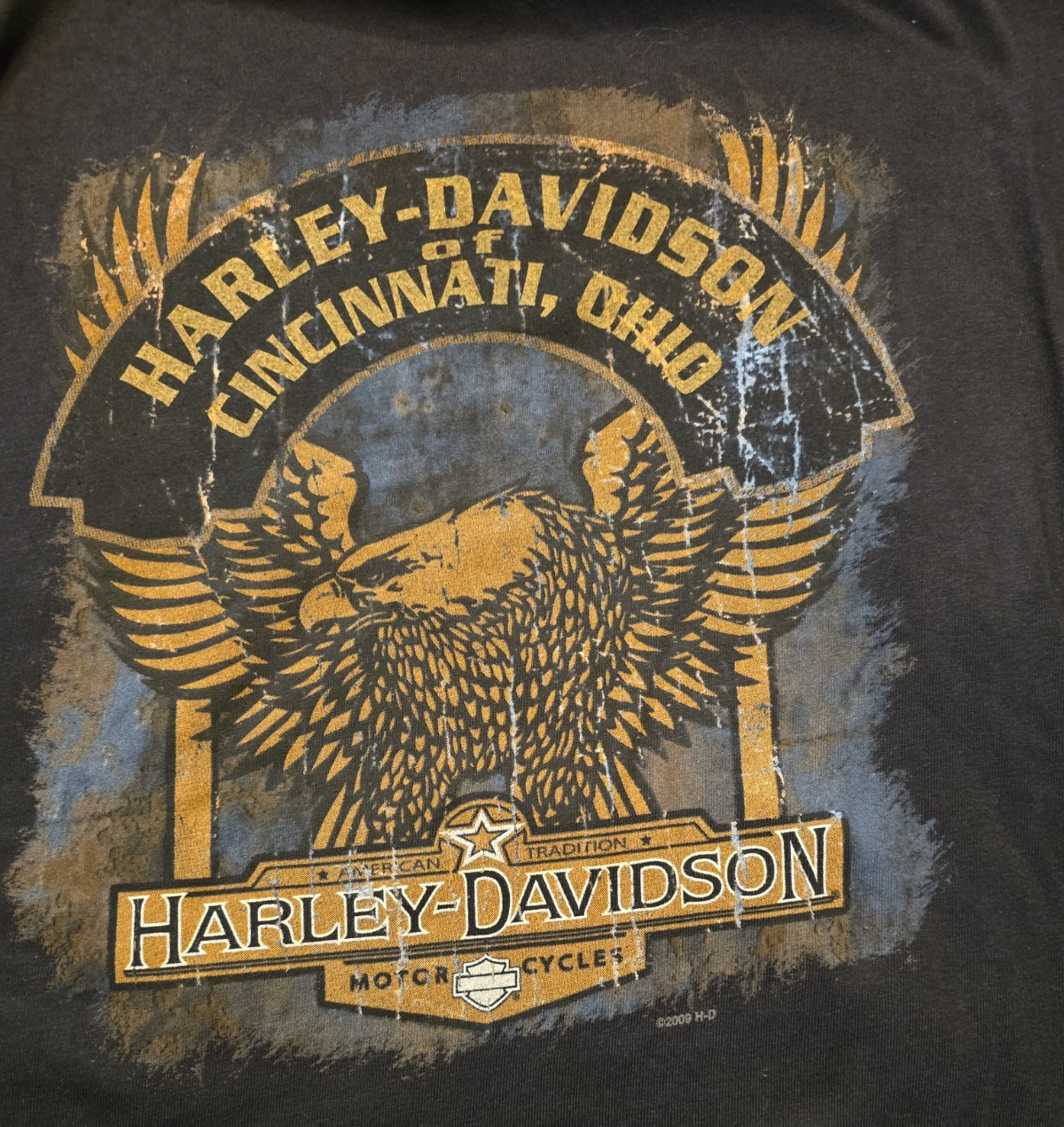 Harley Davidson 2009 Eagle Graphic Mens XL Black T-shirt Cincinnati Harley USA gallery