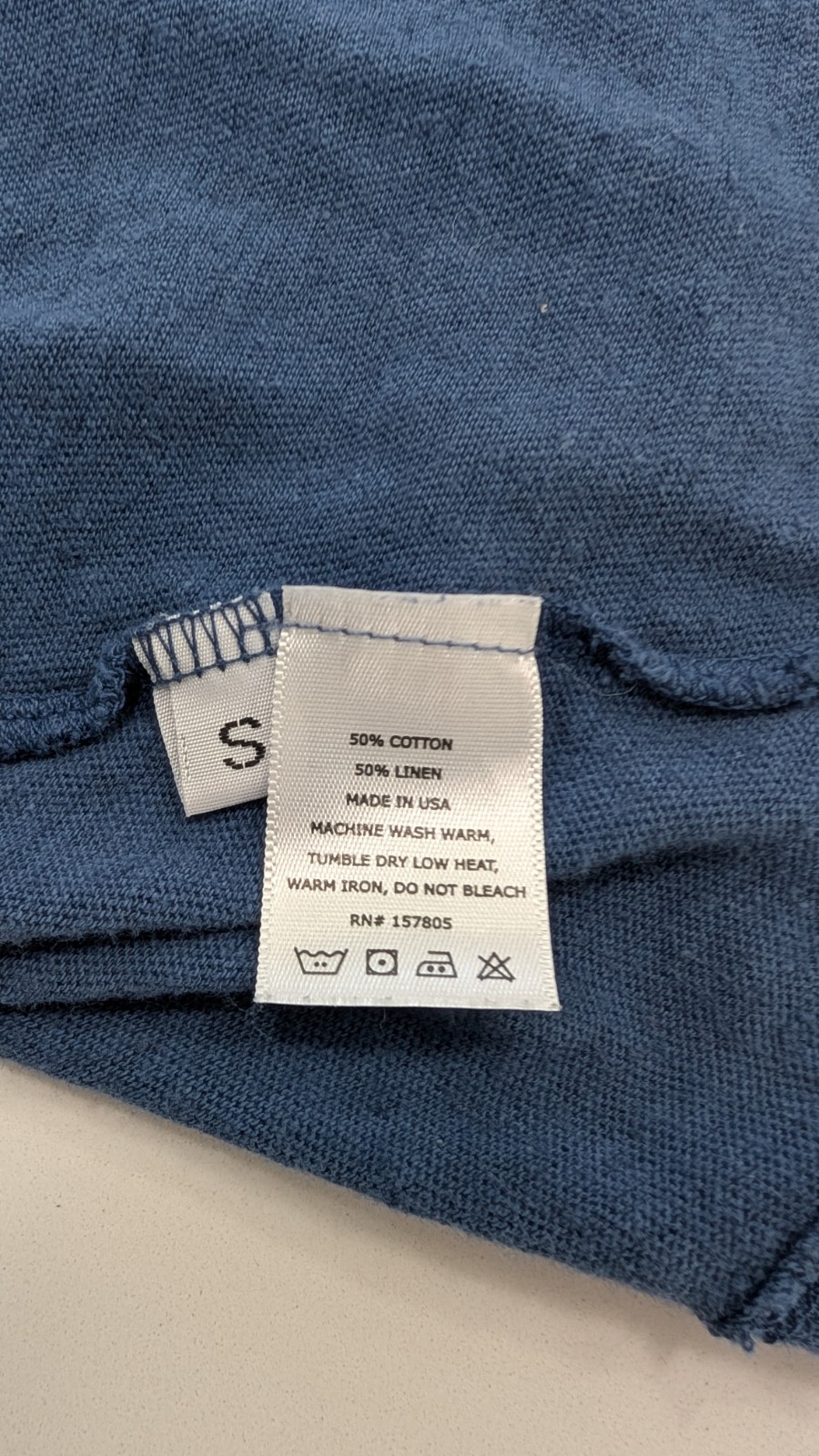 NWT American Trench Indigo Cotton Linen Tee Shirt Mens Small S Made in USA gallery