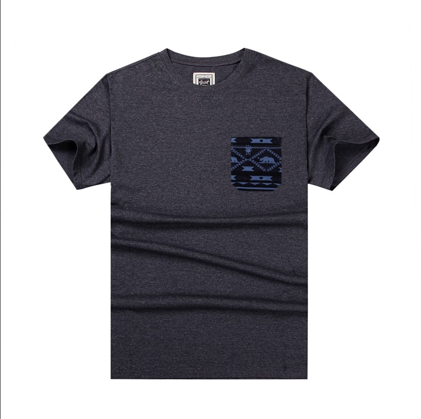 Lightweight Men’s Pocket Tee Summer Breathable Solid Color Soft Crew Neck Top