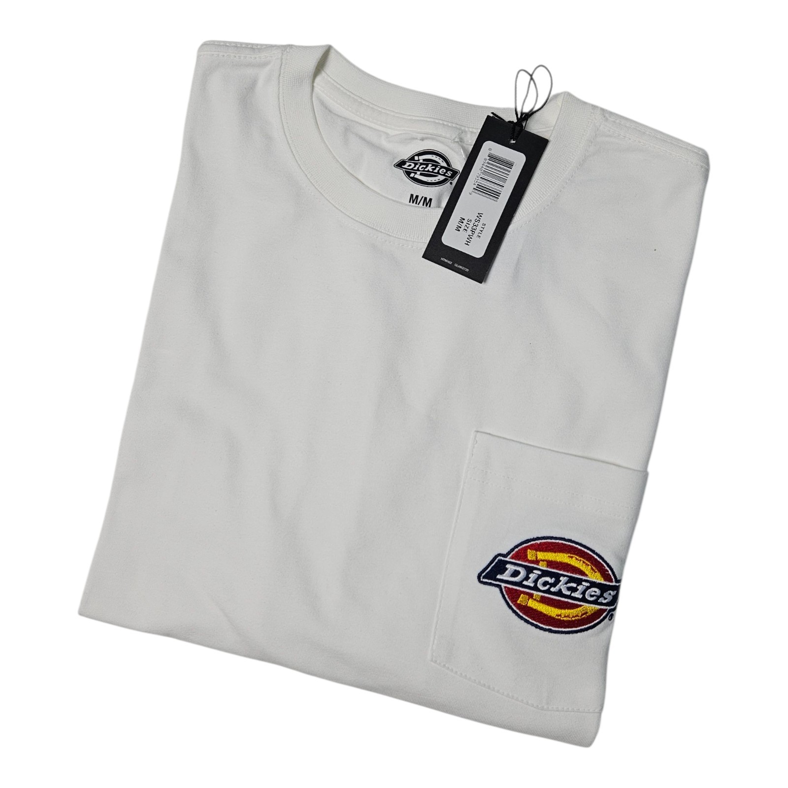 Dickies Men's Pocket T-shirt, 100% Cotton, Short Sleeve, White Color, Size M. gallery
