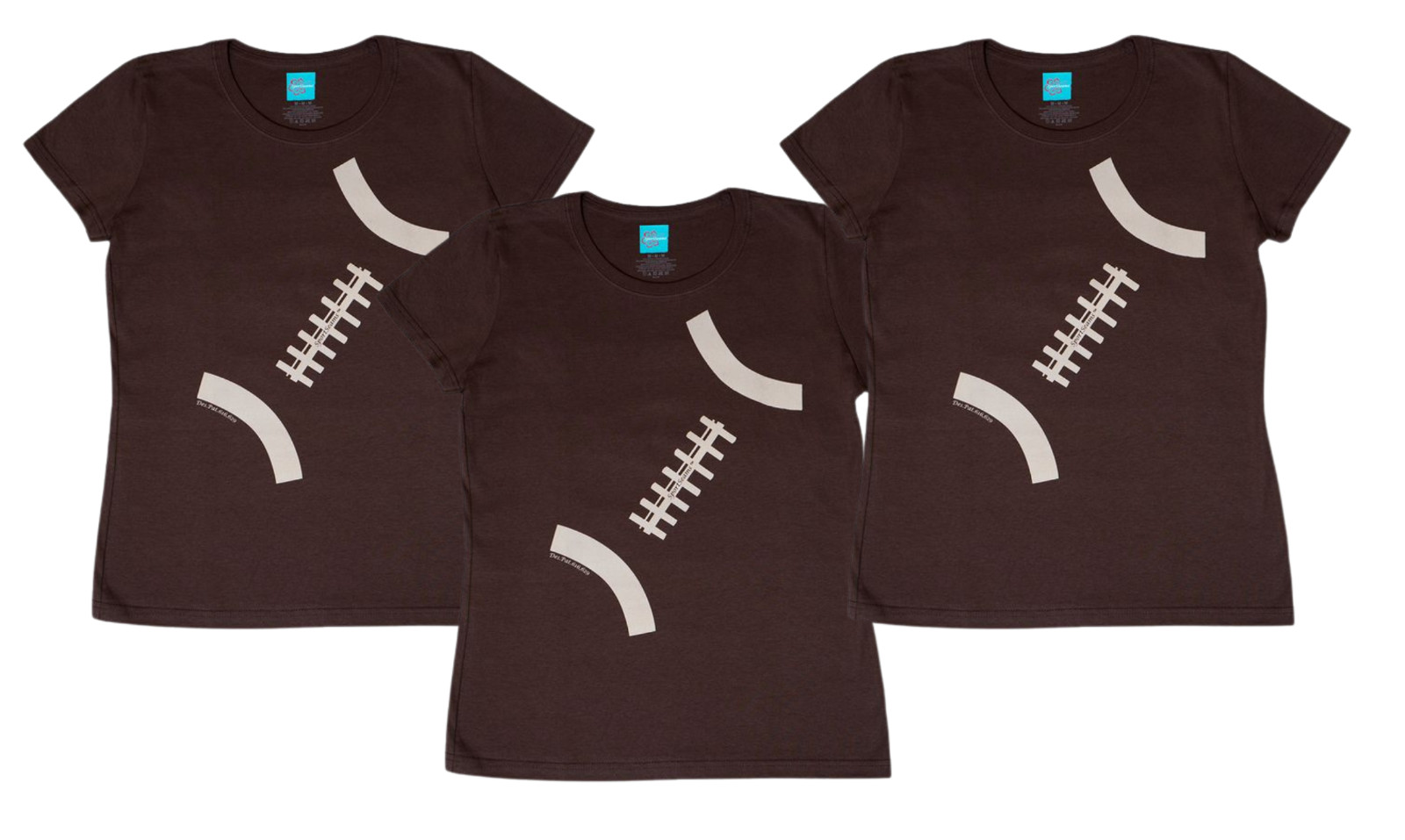 3 Pack Women’s Football Graphic T-Shirt Brown Short Sleeve Cotton Tee Large NEW