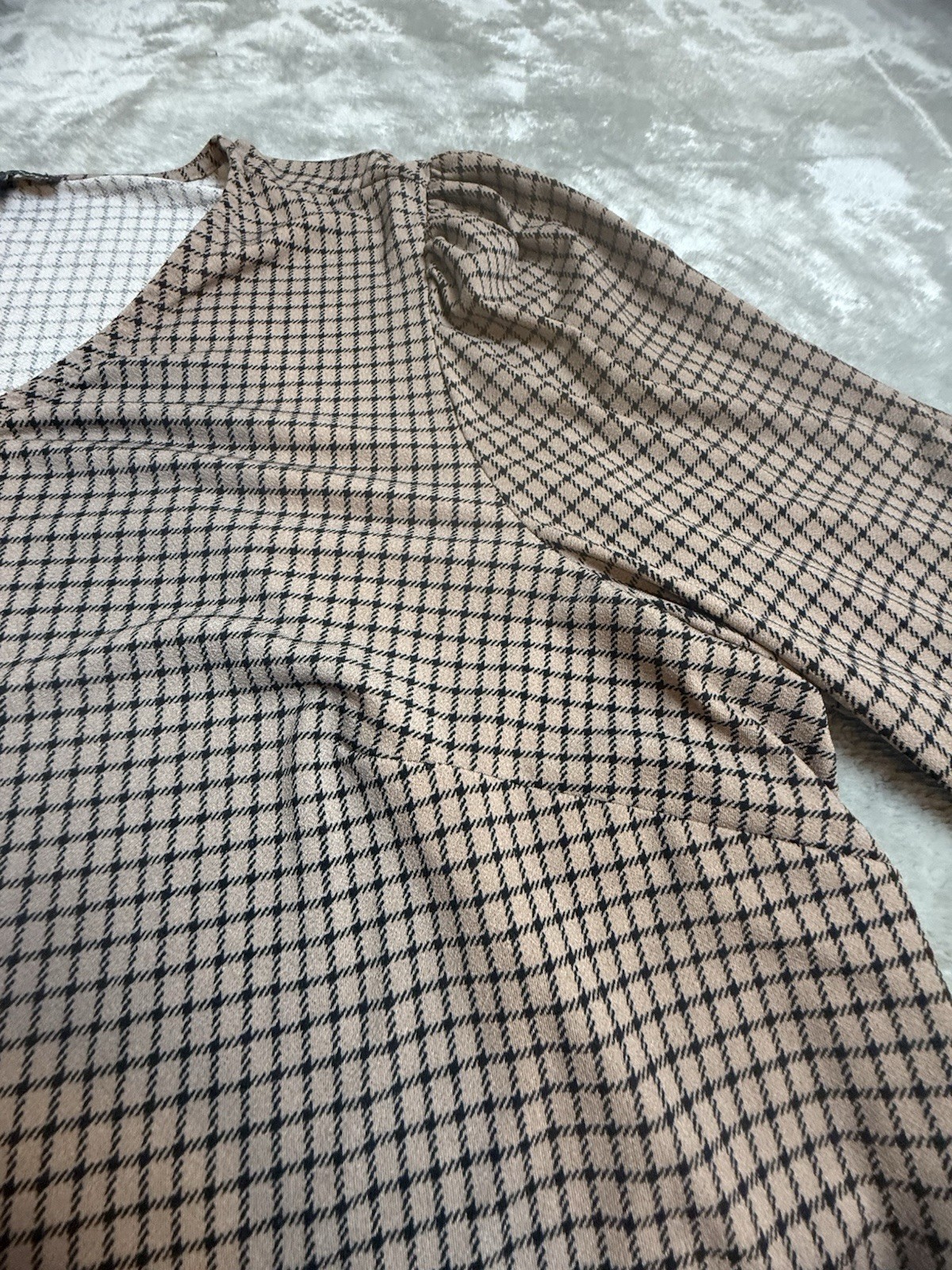 Adrianna Papell Long 3/4 Sleeve Black Tan Stretch Blouse Elastain 3xl gallery